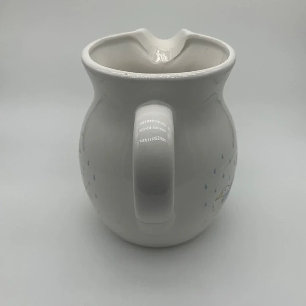 Vintage Goose Water Pitcher 6" Ceramic Country Cottage Farmhouse Blue Bow Ducks - Picture 4 of 6